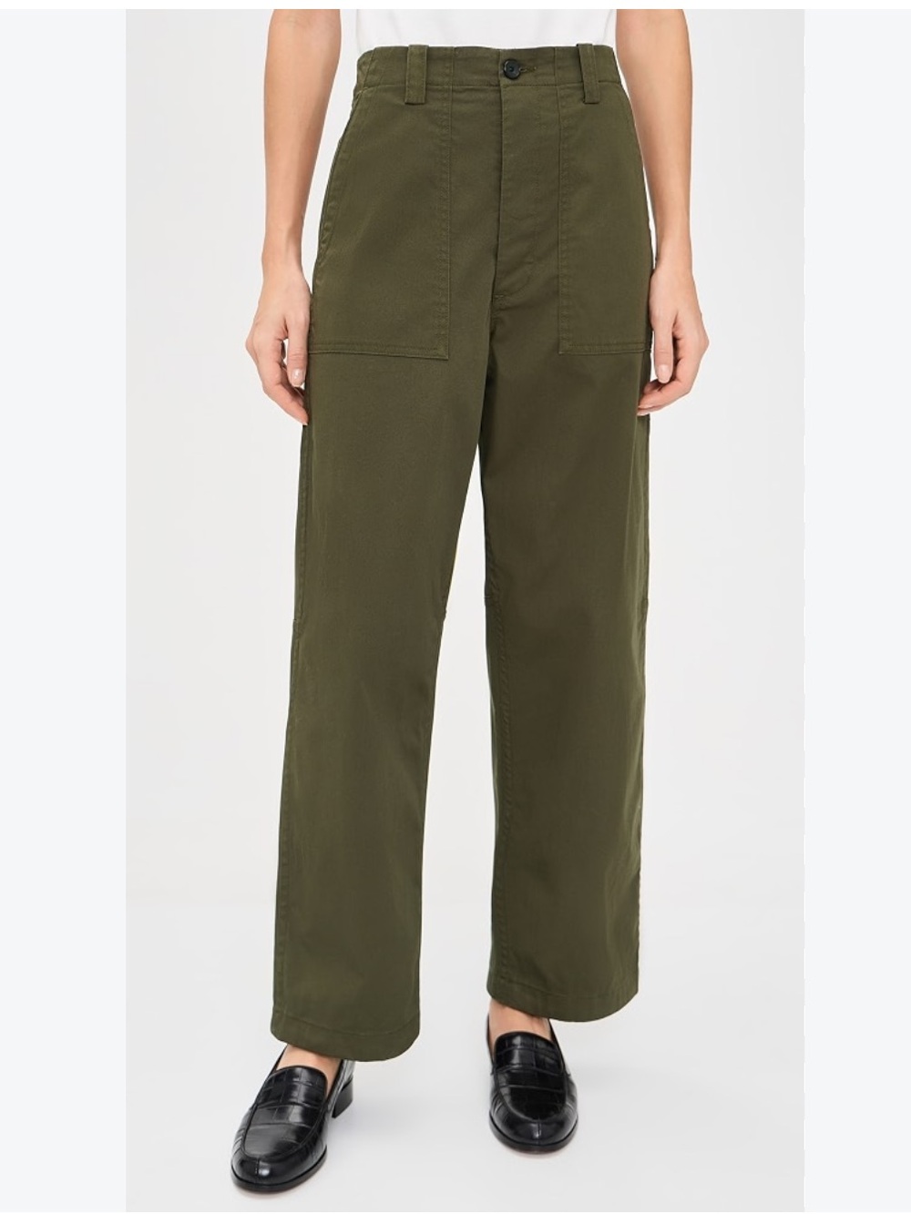 A.L.C Brayden Ankle Pants Women's Size 4 Green Tweel Utility Wide Leg High Rise